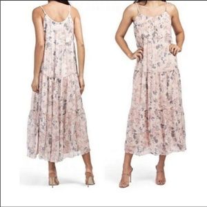 Elena Baldi Italy silk blend tiered ruffle boho floral maxi dress L